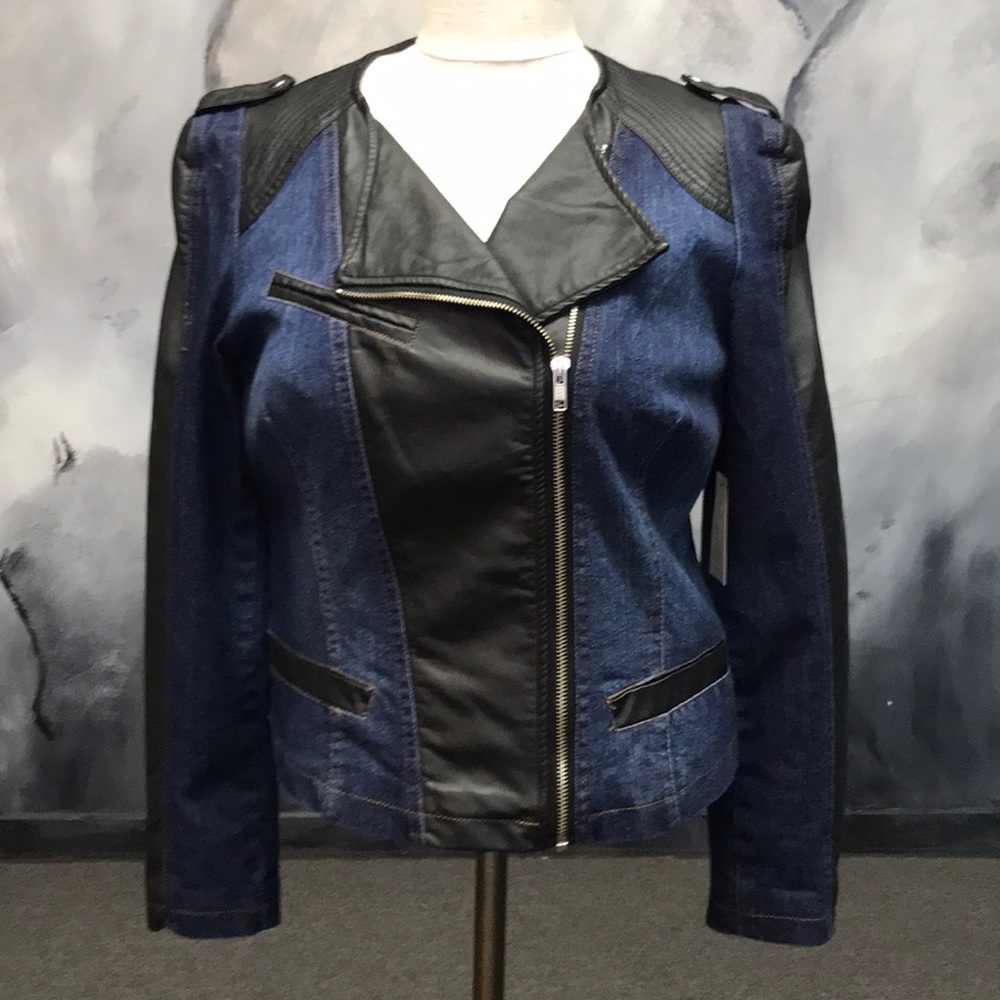 NWT ladies denim and leather jacket